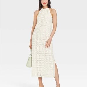 A New Day 100% cotton white crocheted maxi dress, XL fully lined
